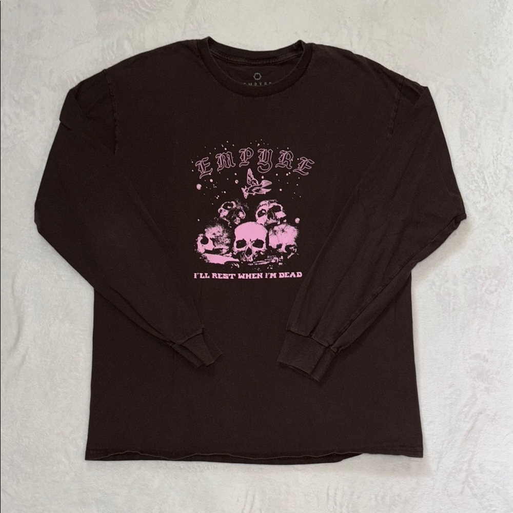 Empyre Black and Pink skull graphic Long Sleeve Tee